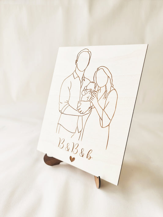 Quadro em Madeira Personalizado com Fotografia em Desenho Linha