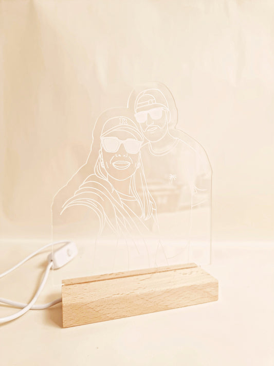 Candeeiro LED Personalizado com Fotografia em Desenho Linha