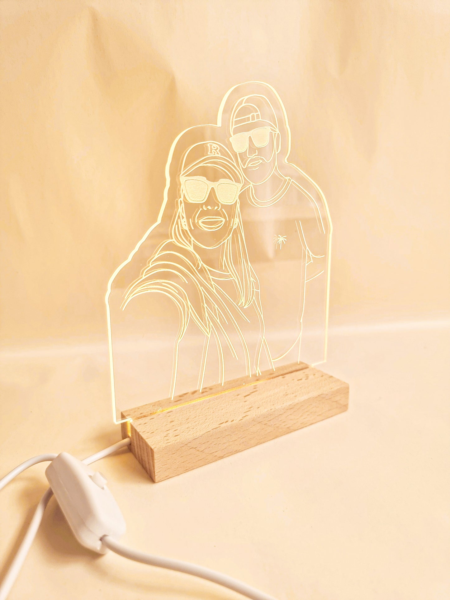 Candeeiro LED Personalizado com Fotografia em Desenho Linha