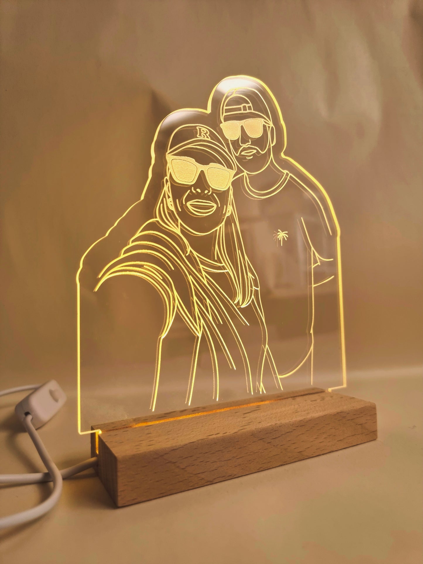 Candeeiro LED Personalizado com Fotografia em Desenho Linha